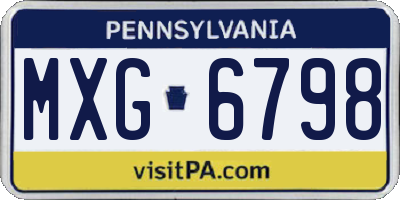 PA license plate MXG6798