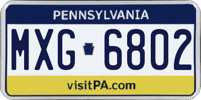 PA license plate MXG6802