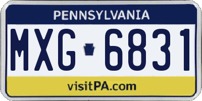 PA license plate MXG6831