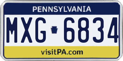 PA license plate MXG6834