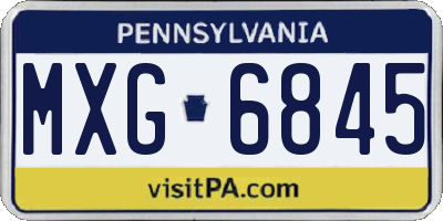 PA license plate MXG6845