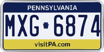 PA license plate MXG6874