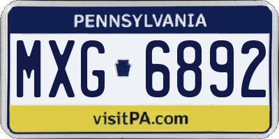 PA license plate MXG6892