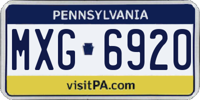PA license plate MXG6920