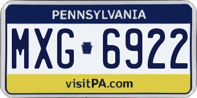 PA license plate MXG6922