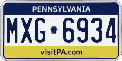 PA license plate MXG6934