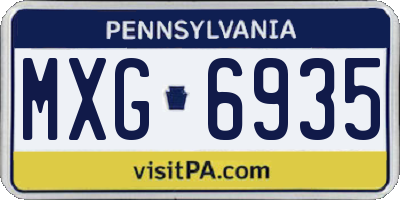 PA license plate MXG6935