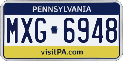 PA license plate MXG6948