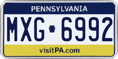 PA license plate MXG6992
