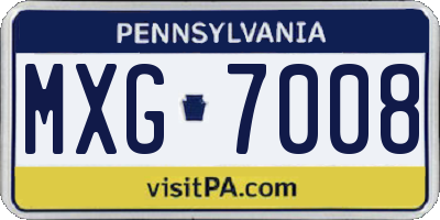 PA license plate MXG7008