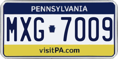 PA license plate MXG7009