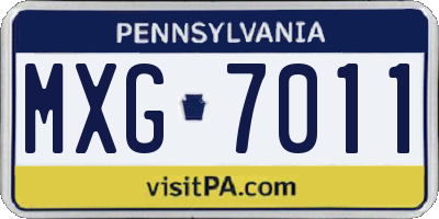 PA license plate MXG7011