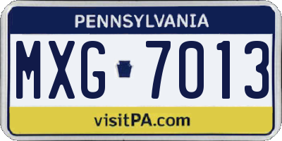 PA license plate MXG7013