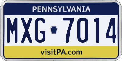 PA license plate MXG7014