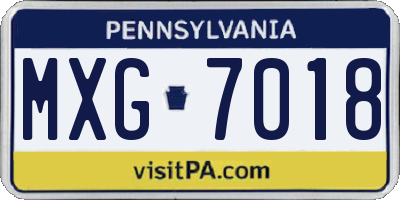 PA license plate MXG7018