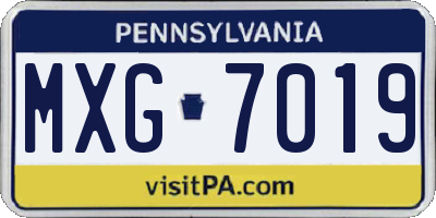 PA license plate MXG7019
