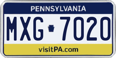 PA license plate MXG7020