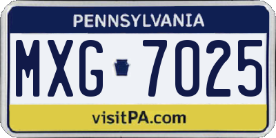 PA license plate MXG7025
