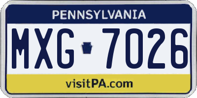 PA license plate MXG7026
