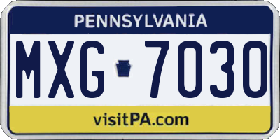 PA license plate MXG7030