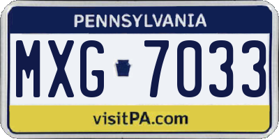 PA license plate MXG7033
