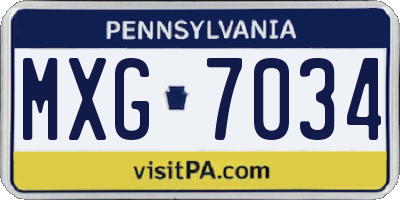 PA license plate MXG7034