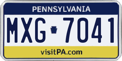 PA license plate MXG7041