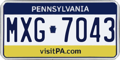 PA license plate MXG7043