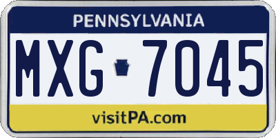 PA license plate MXG7045