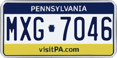 PA license plate MXG7046
