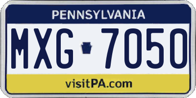 PA license plate MXG7050