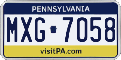 PA license plate MXG7058