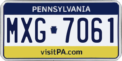 PA license plate MXG7061