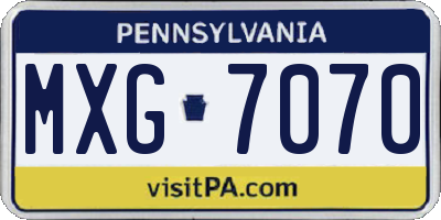 PA license plate MXG7070