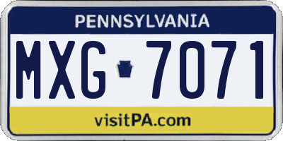 PA license plate MXG7071