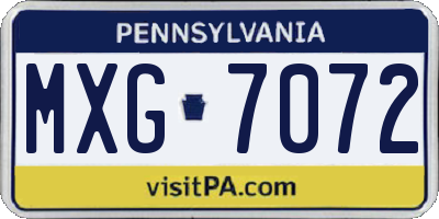 PA license plate MXG7072
