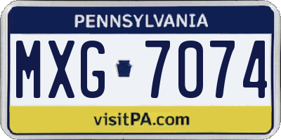PA license plate MXG7074