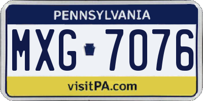 PA license plate MXG7076