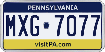 PA license plate MXG7077