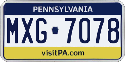 PA license plate MXG7078