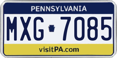 PA license plate MXG7085