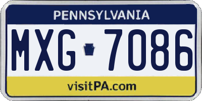 PA license plate MXG7086