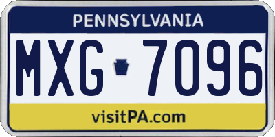 PA license plate MXG7096
