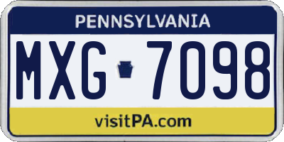 PA license plate MXG7098