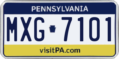 PA license plate MXG7101