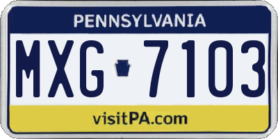 PA license plate MXG7103