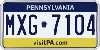 PA license plate MXG7104