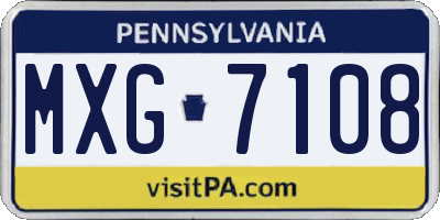 PA license plate MXG7108