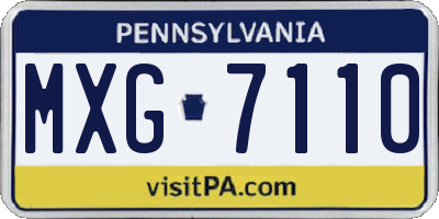 PA license plate MXG7110
