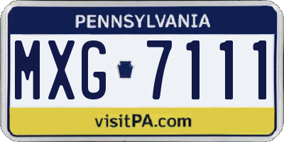 PA license plate MXG7111